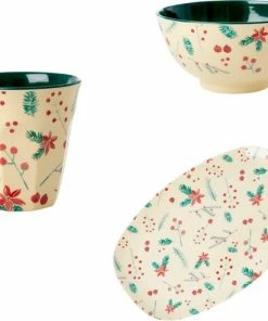 Rice Melamine Service Set Bord Kom En Beker