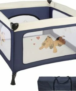 TecTake Tommy Baby Box - Opklapbaar Voor Op Reis - Blauw - 402205