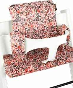 Ukje Stoelverkleiner - Kussenset - Geschikt Voor Stokke Tripp Trapp Kinderstoel - Geplastificeerd - Roze - Bloemen Print