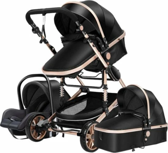 Merkloos Lioretti Luxe Baby Buggy 3 In 1 | Baby Wagen | Kinderwagen Met Stoel En Wieg | Inklapbaar | Hoge Kwaliteit | Combi | Zwart 3 Merkloos Lioretti Luxe Baby Buggy 3 In 1 | Baby Wagen | Kinderwagen Met Stoel En Wieg | Inklapbaar | Hoge Kwaliteit | Combi | Zwart