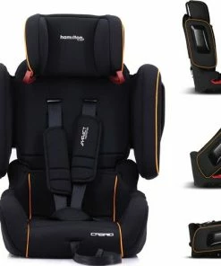 Hamilton By Yoop Cabrio Premium Opvouwbare Autostoel – Veilig, Comfortabel En Lichtgewicht Autozitje – Groep I, II, III Autostoeltje Voor 9 Maanden Tot 12 Jaar – Neon Oranje – ISOFIX Kliksysteem - 1e Opvouwbare Autostoel Ter Wereld