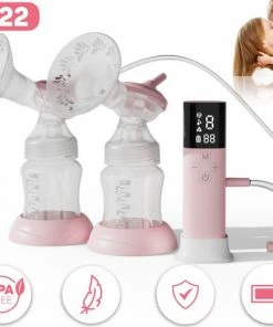 Vulpes Goods Vulpes BabyCare Dubbele Elektrische Borstkolf 9 Zuiglevels & 5 Massagelevels 3 Modi - Draagbaar - BPA Vrij Incl. 30 Moedermelk Bewaarzakjes