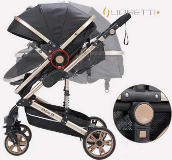 Merkloos Lioretti Luxe Baby Buggy 3 In 1 | Baby Wagen | Kinderwagen Met Stoel En Wieg | Inklapbaar | Hoge Kwaliteit | Combi | Zwart 5 Merkloos Lioretti Luxe Baby Buggy 3 In 1 | Baby Wagen | Kinderwagen Met Stoel En Wieg | Inklapbaar | Hoge Kwaliteit | Combi | Zwart - Afbeelding 3