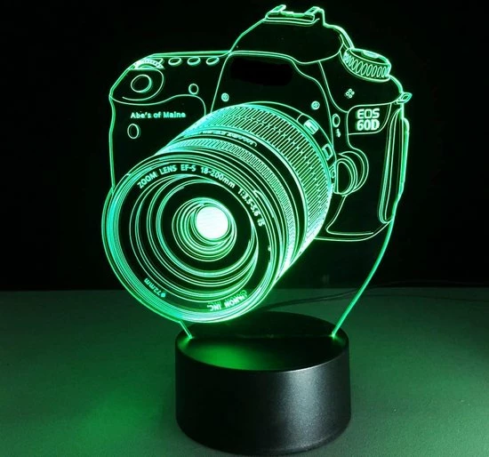 ANiMU 3D Lamp - 16 Kleuren - Camera - Fotocamera - Creatief - LED Illusie - Bureaulamp - Nachtlampje - Sfeerlamp - Dimbaar - USB Of Batterijen - Afstandsbediening - Cadeau 5 ANiMU 3D Lamp - 16 Kleuren - Camera - Fotocamera - Creatief - LED Illusie - Bureaulamp - Nachtlampje - Sfeerlamp - Dimbaar - USB Of Batterijen - Afstandsbediening - Cadeau - Afbeelding 3