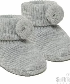 Softtouch Soft Touch Babyslofjes Pompom 0-3 Maanden Unisex Grijs S408-G