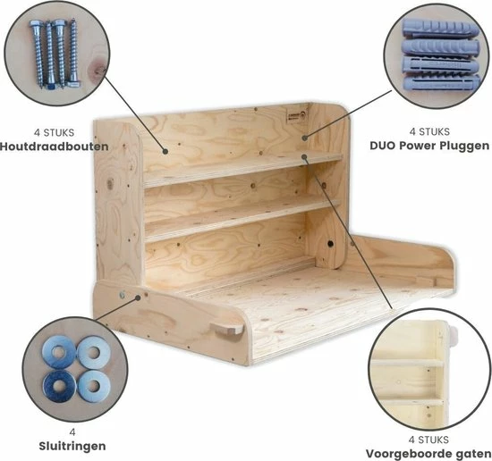 Wandcommode & Bureau - Medium- Greep Zwart Leer - Compact - Opklapbaar- Gecertificeerd - Babywoods 15 Wandcommode & Bureau - Medium- Greep Zwart Leer - Compact - Opklapbaar- Gecertificeerd - Babywoods - Afbeelding 13
