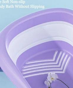 FOXSPORT Babybadje Opvouwbaar - 3 In 1 Opvouwbaar - Opbergmand - Inclusief Badkussen - Baby Badje - Peuterbadje 83 48 23,5 Cm - Purper -Sophie Shop 550x517 4