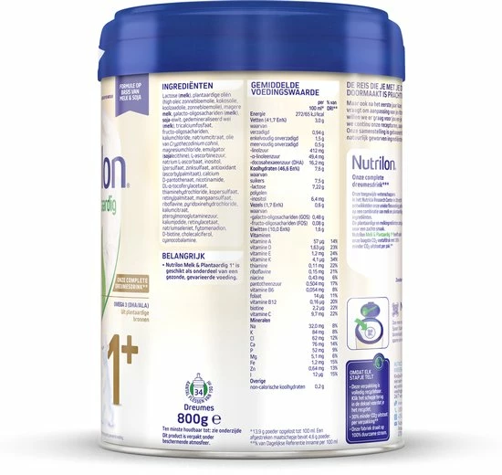 Nutrilon Melk & Plantaardig 1+ - Dreumesdrink Vanaf 12 Maanden - 800 Gram 14 Nutrilon Melk & Plantaardig 1+ - Dreumesdrink Vanaf 12 Maanden - 800 Gram - Afbeelding 12