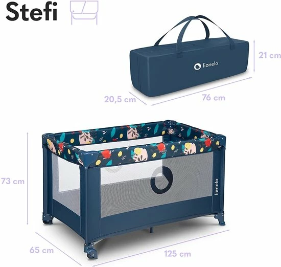 Lionelo Stefi - Campingbedje - 125x65cm - Tot 15kg - Transporttas 15 Lionelo Stefi - Campingbedje - 125x65cm - Tot 15kg - Transporttas - Afbeelding 13