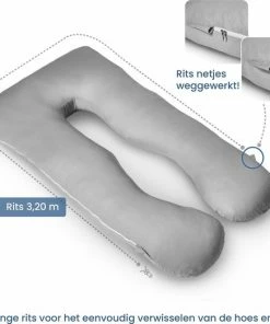 Telano Zwangerschapskussen 100% Katoen XXL | Extra Hoes En Opbergtas | 100% Katoenen Hoes | 2500 Gram Vulling| Voedingskussen | U Vorm | Extra Groot | Zijslaapkussen | Grijs -Sophie Shop 550x523 1