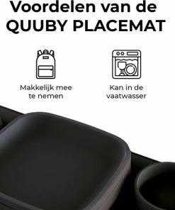 Deryan Quuby Set - Placemat - Plate Set - Kinderservies - Drinkbeker - Grijs -Sophie Shop 550x525