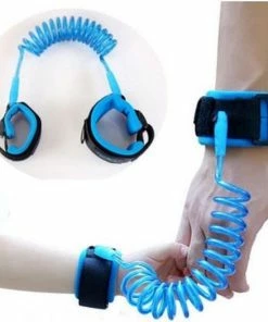 Merkloos 2,5 Meter Blauw Polsband Riem Kinderen - Anti Wegloop Kindertuigje - Flexibele En Elastische Looplijn Peuter