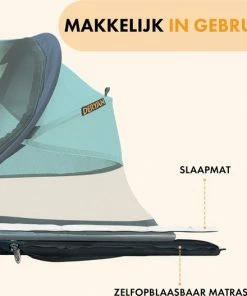 Deryan Baby Luxe Campingbedje Inclusief Zelfopblaasbare Matras - Ocean -Sophie Shop 550x527 2
