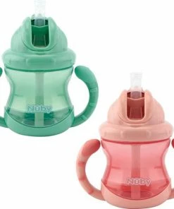 Nûby - Flip-It Antilekbeker Met Handvatten - 2-pack - Roze & Groen - 240ml - 12m+ -Sophie Shop 550x528 6