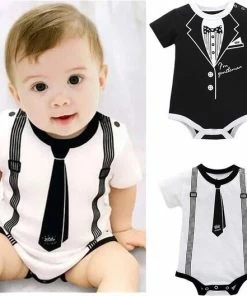NezR Baby Kleding Jongens - Baby Cadeau - Kraamcadeau - Romper - Babyshower Cadeau 1/delig - Gentleman Romper Wit - 3-6 Maanden -Sophie Shop 550x528 9