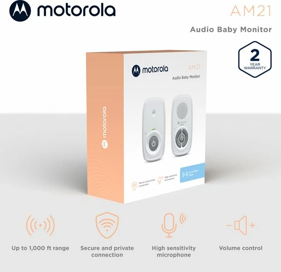Motorola Nursery Babyfoon - AM21 Audio - Wit - Audio Observatie - Hooggevoelige Microfoon - ECO Modus - DECT Technologie - Tot 300 Meter 6 Motorola Nursery Babyfoon - AM21 Audio - Wit - Audio Observatie - Hooggevoelige Microfoon - ECO Modus - DECT Technologie - Tot 300 Meter - Afbeelding 4