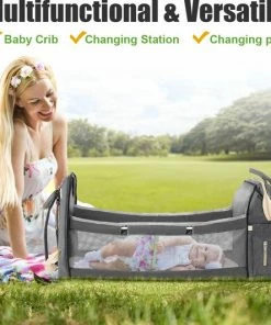 INSMA Luiertas Rugzak - Luiertassen Met Babybed - Luiertas Met Wieg - Luiertas Verzorgingstas Met Babybedje - Verzorgingsrugzak - Grijs -Sophie Shop 550x532 1