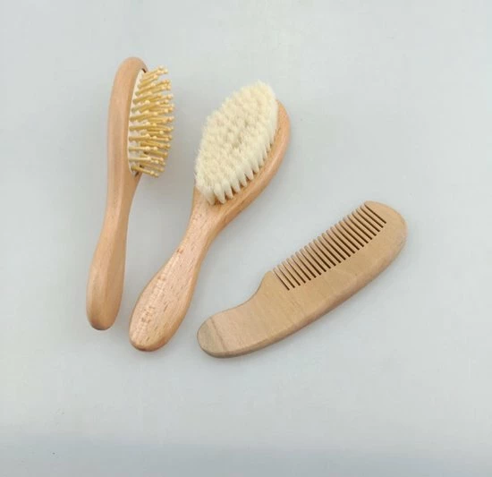 Merkloos Baby Borstel En Kam Newborn Set - 3 Stuks - Houten Set 6 Merkloos Baby Borstel En Kam Newborn Set - 3 Stuks - Houten Set - Afbeelding 4