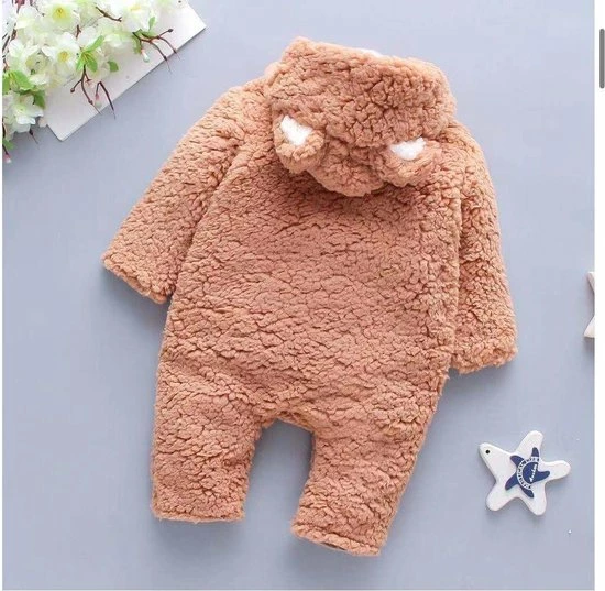 Budino Luxe Baby Pyjama Romper Onesie Dear Beer Dier - Bruin - 6 Mnd 4 Budino Luxe Baby Pyjama Romper Onesie Dear Beer Dier - Bruin - 6 Mnd - Afbeelding 2