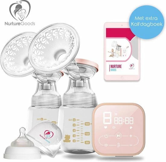 NurtureGoods Smart Dubbele Elektrische Borstkolf - Inclusief 2x180 Ml Babyfles, Kolfdagboek En Speen 3 NurtureGoods Smart Dubbele Elektrische Borstkolf - Inclusief 2x180 Ml Babyfles, Kolfdagboek En Speen