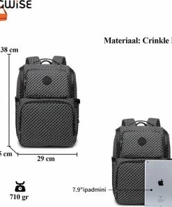 Bagwise - Luiertas - Rugzak - Verzorgingstas - Baby Rug Tas - Diaper Backpack - Unisex - Crinkle Nylon - 25 LT - Zwart/Wit -Sophie Shop 550x538 2