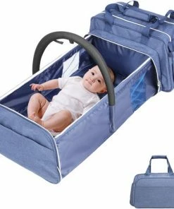 Merkloos Evisa -kindertas- Luiertas - Verzorgingstas - Blauw - Inclusief Isoleervak - Grote Capaciteit - Kinderbed