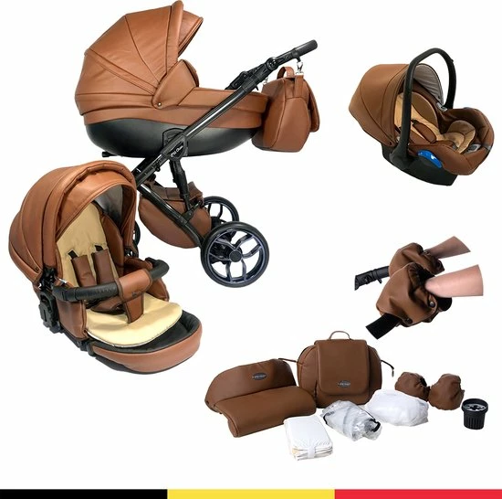 P'tit Chou Trento Cognac - Complete 3 In 1 Kinderwagen Set - Buggy + Autostoel + Incl. Accessoires 3 P'tit Chou Trento Cognac - Complete 3 In 1 Kinderwagen Set - Buggy + Autostoel + Incl. Accessoires