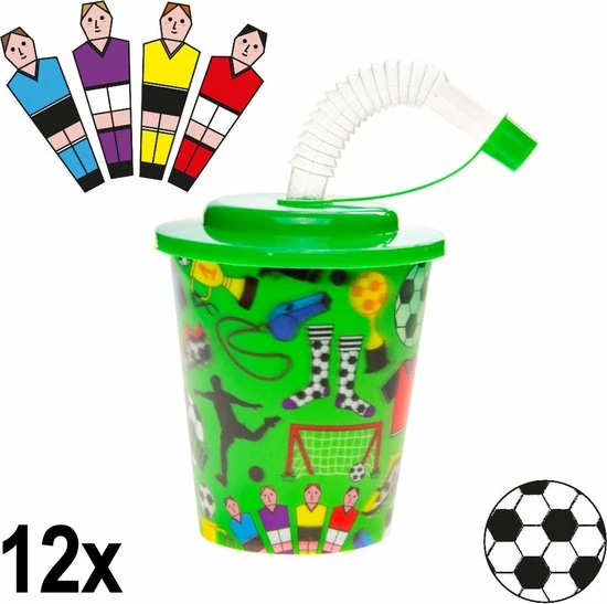 Decopatent 12 STUKS VOETBAL 3D Drink Beker Met Rietje En Deksel - 250ML - Voetballers Plastic Bekers - Kinderfeestje - Kinderverjaardag Bekertjes - Traktatie - Uitdeelcadeaus 7 Decopatent 12 STUKS VOETBAL 3D Drink Beker Met Rietje En Deksel - 250ML - Voetballers Plastic Bekers - Kinderfeestje - Kinderverjaardag Bekertjes - Traktatie - Uitdeelcadeaus - Afbeelding 5