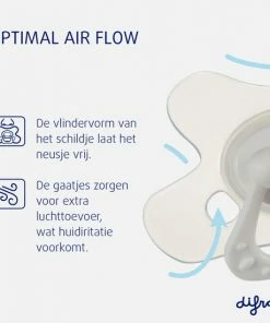 Difrax Fopspeen 6+ Maanden Dental - Grijs/Clay - Orthodontische Speen - 2 Stuks -Sophie Shop 550x550 1012