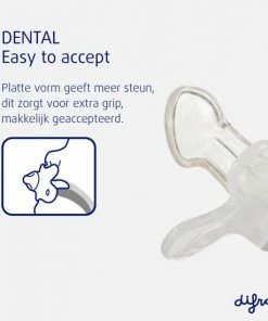 Difrax Fopspeen 6+ Maanden Dental - Grijs/Clay - Orthodontische Speen - 2 Stuks -Sophie Shop 550x550 1014