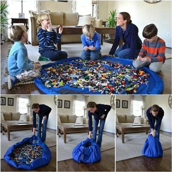 BG4U 2 In 1 Speelgoed Opberg Kleed | Speelgoed Organizer | Speelmat Voor Kinderen | Opbergzak Speelkleed | Diameter 1.5 Meter | Kleur Blauw 4 BG4U 2 In 1 Speelgoed Opberg Kleed | Speelgoed Organizer | Speelmat Voor Kinderen | Opbergzak Speelkleed | Diameter 1.5 Meter | Kleur Blauw - Afbeelding 2