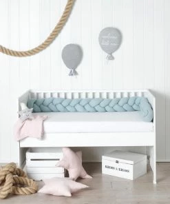 Nordic Coast Company - Handgeweven Baby Bedbumper - Baby Boxomrander - Extra Zacht - 2 Meter - Gevlochten - Mintgroen -Sophie Shop 550x550 126