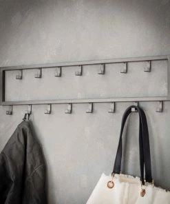 Merkloos DePauwWonen | Industrial 15 Haken Kapstok | LxBxH = 80 X 2 X 20cm - Grijs - Hangkapstok, Kapstok Haken, Hangend, Industrieel, Wandkapstok