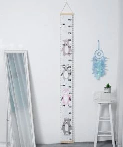 MINIIYOU Groeimeter Babykamer Kinderkamer Beer - Canvas - Hout - 200x20 Cm - Decoratie Meetlint - Wanddecoratie