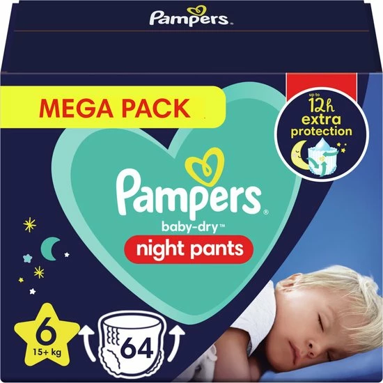 Pampers - Night Pants - Maat 6 - Mega Pack - 64 Luierbroekjes 3 Pampers - Night Pants - Maat 6 - Mega Pack - 64 Luierbroekjes