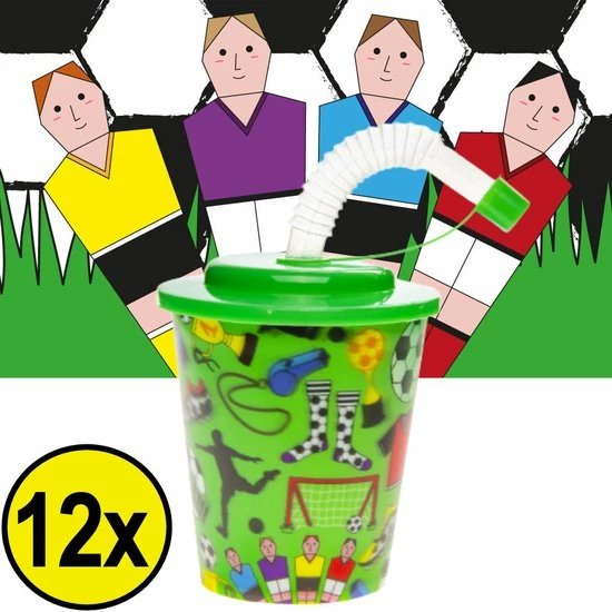Decopatent 12 STUKS VOETBAL 3D Drink Beker Met Rietje En Deksel - 250ML - Voetballers Plastic Bekers - Kinderfeestje - Kinderverjaardag Bekertjes - Traktatie - Uitdeelcadeaus 3 Decopatent 12 STUKS VOETBAL 3D Drink Beker Met Rietje En Deksel - 250ML - Voetballers Plastic Bekers - Kinderfeestje - Kinderverjaardag Bekertjes - Traktatie - Uitdeelcadeaus