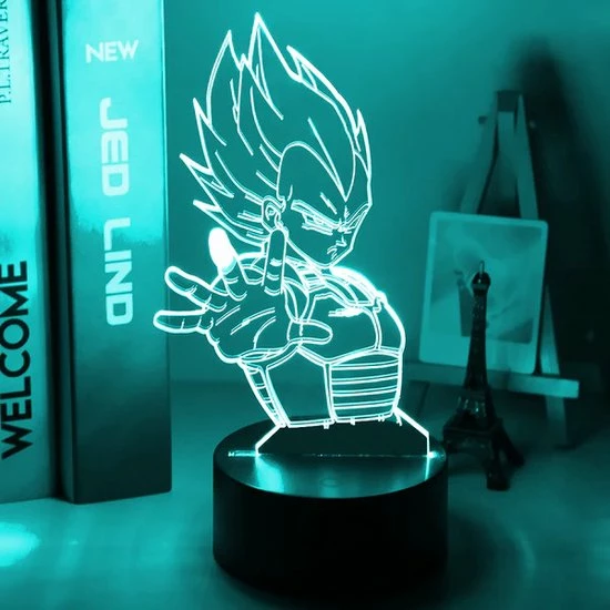 ANiMU 3D Lamp - 16 Kleuren - Vegeta - Dragon Ball Z - LED Illusie - Bureaulamp - Nachtlampje - Sfeerlamp - Dimbaar - USB Of Batterijen - Afstandsbediening - Anime Cadeau 4 ANiMU 3D Lamp - 16 Kleuren - Vegeta - Dragon Ball Z - LED Illusie - Bureaulamp - Nachtlampje - Sfeerlamp - Dimbaar - USB Of Batterijen - Afstandsbediening - Anime Cadeau - Afbeelding 2