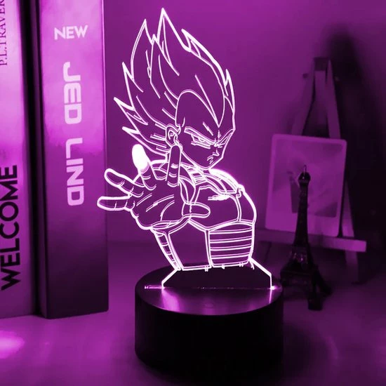 ANiMU 3D Lamp - 16 Kleuren - Vegeta - Dragon Ball Z - LED Illusie - Bureaulamp - Nachtlampje - Sfeerlamp - Dimbaar - USB Of Batterijen - Afstandsbediening - Anime Cadeau 5 ANiMU 3D Lamp - 16 Kleuren - Vegeta - Dragon Ball Z - LED Illusie - Bureaulamp - Nachtlampje - Sfeerlamp - Dimbaar - USB Of Batterijen - Afstandsbediening - Anime Cadeau - Afbeelding 3