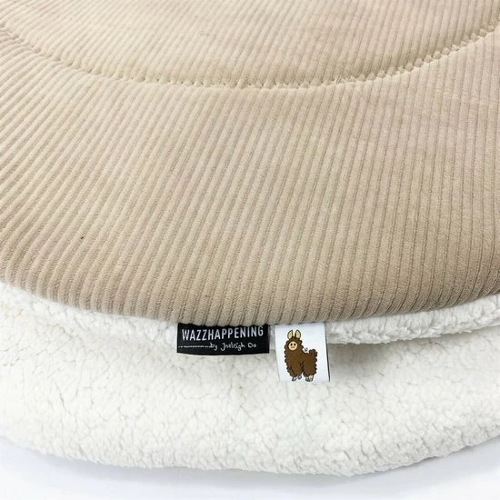 Wazzhappening By Jaeleigh Do Wazzhappening - Boxkleed - Rond - 95 Cm - Ribvelours - Teddy - Licht Beige - Ecru 4 Wazzhappening By Jaeleigh Do Wazzhappening - Boxkleed - Rond - 95 Cm - Ribvelours - Teddy - Licht Beige - Ecru - Afbeelding 2