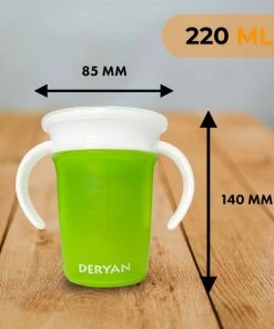 Deryan Luxe Quuby Drinkbeker 360 Trainer - Oefenbeker - Antilekbeker - 2 Stuks - Grijs / Lemon -Sophie Shop 550x550 333