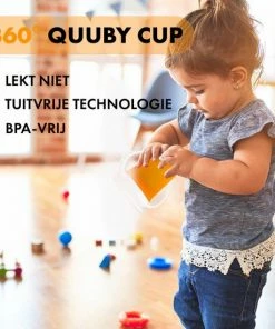 Deryan Luxe Quuby Drinkbeker 360 Trainer - Oefenbeker - Antilekbeker - 2 Stuks - Grijs / Lemon -Sophie Shop 550x550 335
