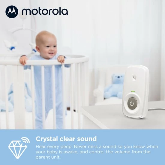 Motorola Nursery Babyfoon - AM21 Audio - Wit - Audio Observatie - Hooggevoelige Microfoon - ECO Modus - DECT Technologie - Tot 300 Meter 11 Motorola Nursery Babyfoon - AM21 Audio - Wit - Audio Observatie - Hooggevoelige Microfoon - ECO Modus - DECT Technologie - Tot 300 Meter - Afbeelding 9
