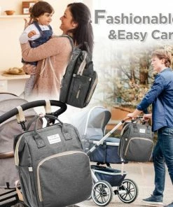 INSMA Luiertas Rugzak - Luiertassen Met Babybed - Luiertas Met Wieg - Luiertas Verzorgingstas Met Babybedje - Verzorgingsrugzak - Grijs -Sophie Shop 550x550 381