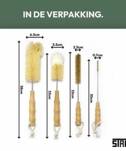STACK Ecologische Flessenborstel Set | Speenborstel Set - Flessen Reiniger Set - Melkfles Borstel Set - Drinkfles Reiniger Set - Schoonmaakborstel Set - Flessenreiniger Set - Pijpenborstel - Kras En BPA Vrij - 4 Delige Set Voor Ieder Oppervlak -Sophie Shop 550x550 503