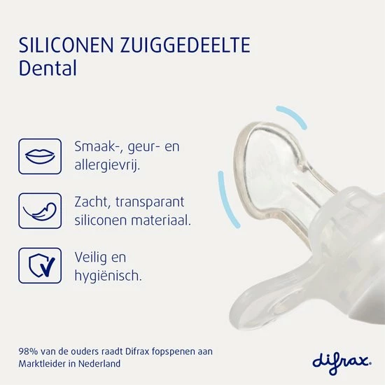 Difrax Fopspeen 0-6 Maanden Dental - Lichblauw/Grijs/Lichtroze/Roodbruin - Orthodontische Speen - 4 Stuks 6 Difrax Fopspeen 0-6 Maanden Dental - Lichblauw/Grijs/Lichtroze/Roodbruin - Orthodontische Speen - 4 Stuks - Afbeelding 4