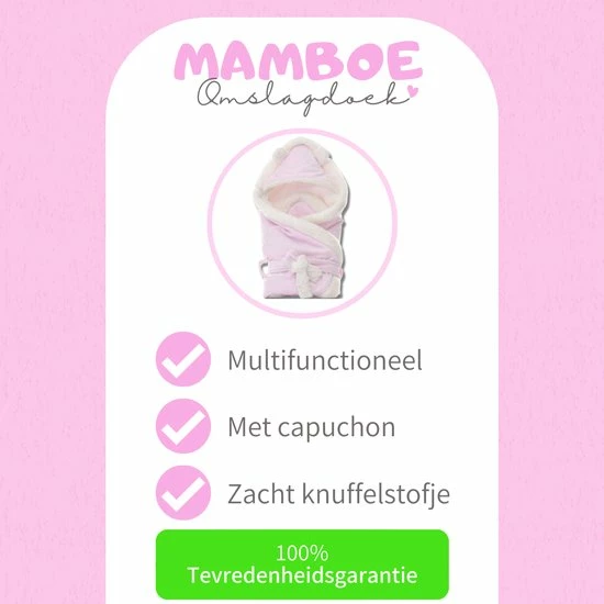 Mamboe Omslagdoek Roze | Wikkeldeken | 100% Katoen | Wikkeldoek Baby | Kraamcadeau | Multifunctioneel | Comfortabel En Warm | Badcape 5 Mamboe Omslagdoek Roze | Wikkeldeken | 100% Katoen | Wikkeldoek Baby | Kraamcadeau | Multifunctioneel | Comfortabel En Warm | Badcape - Afbeelding 3