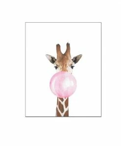 Postercity.nl Postercity - Design Canvas Poster Giraffe Met Kauwgom / Kinderkamer / Dieren Poster / Babykamer - Kinderposter / Babyshower Cadeau / Muurdecoratie / 50 X 40 Cm -Sophie Shop 550x550 657
