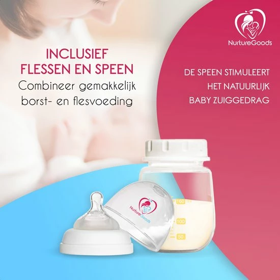 NurtureGoods Smart Dubbele Elektrische Borstkolf - Inclusief 2x180 Ml Babyfles, Kolfdagboek En Speen 9 NurtureGoods Smart Dubbele Elektrische Borstkolf - Inclusief 2x180 Ml Babyfles, Kolfdagboek En Speen - Afbeelding 7