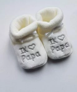 Petit Villain Slofjes Wit I Love Papa