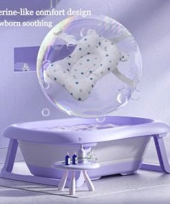 FOXSPORT Babybadje Opvouwbaar - 3 In 1 Opvouwbaar - Opbergmand - Inclusief Badkussen - Baby Badje - Peuterbadje 83 48 23,5 Cm - Purper -Sophie Shop 550x550 787
